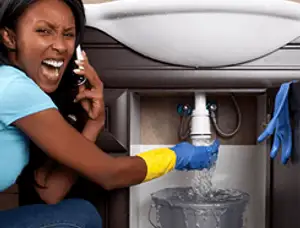 Emergency plumbing repair for a leaking sink drain under a bathroom vanity in Lakeland, FL
